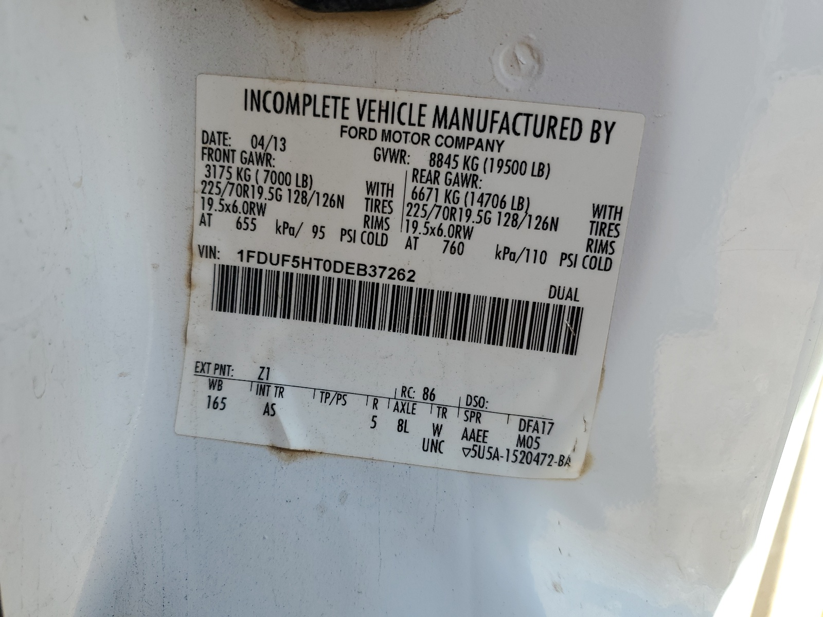 1FDUF5HT0DEB37262 2013 Ford F550 Super Duty