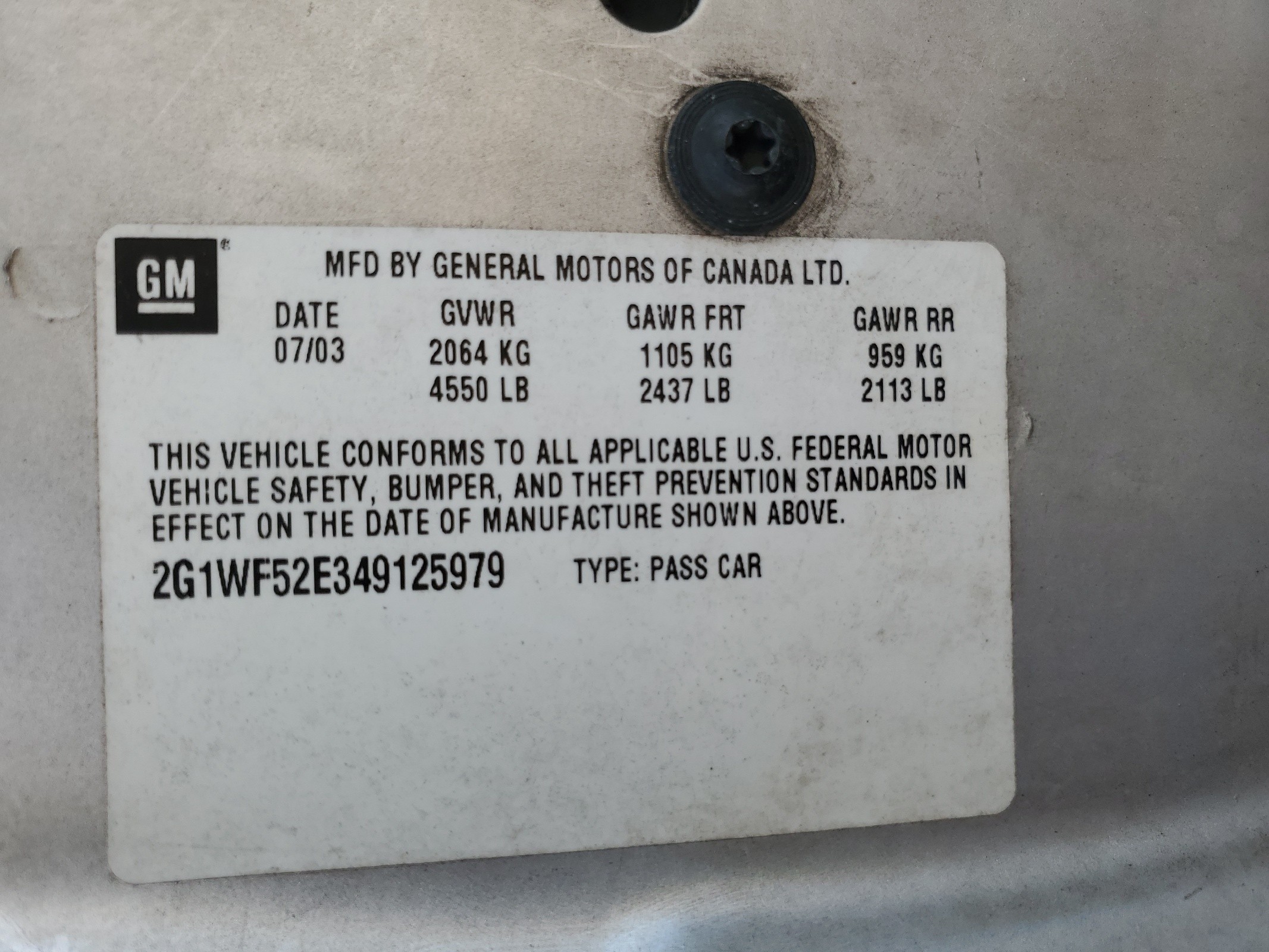 2G1WF52E349125979 2004 Chevrolet Impala