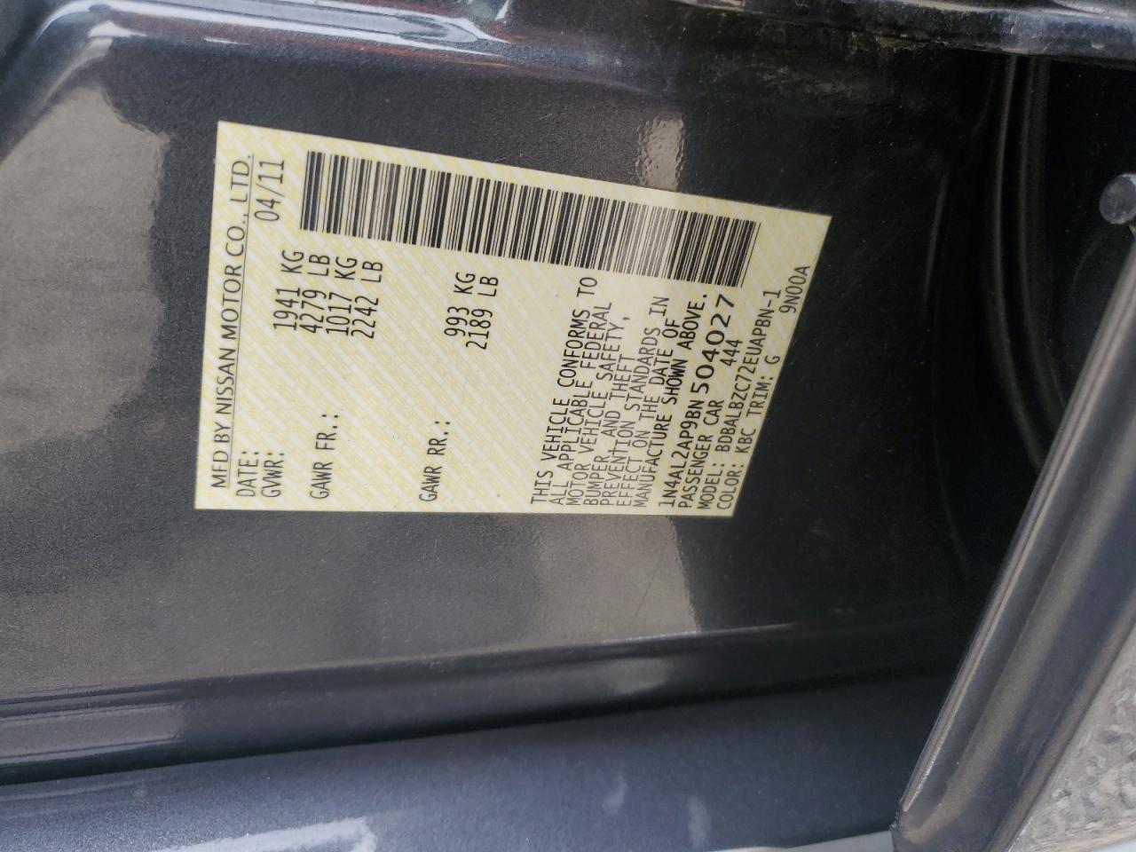 1N4AL2AP9BN504027 2011 Nissan Altima Base