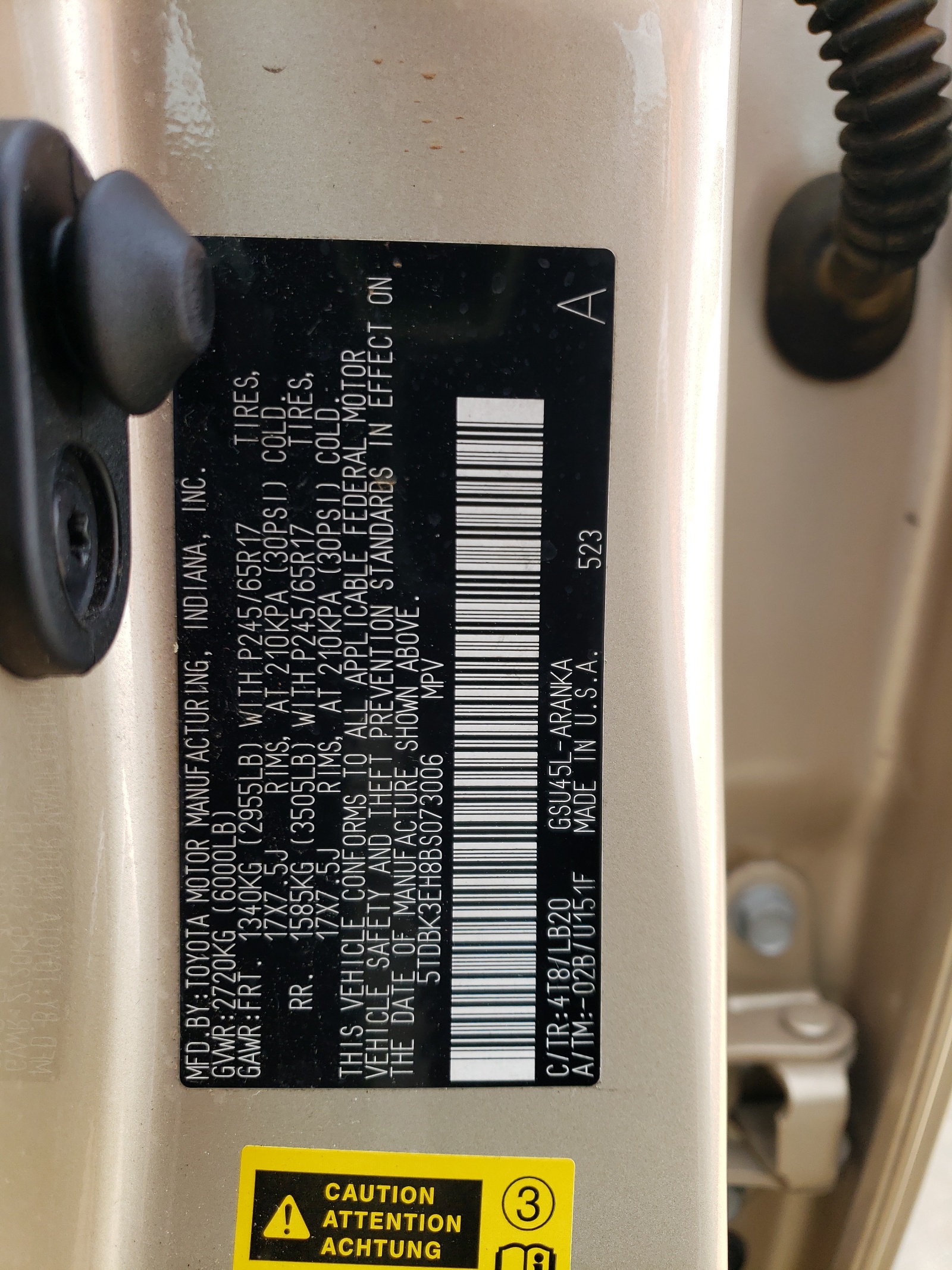 5TDBK3EH8BS073006 2011 Toyota Highlander Base