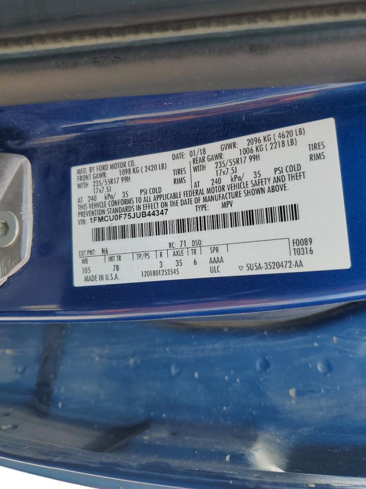 2018 Ford Escape S VIN: 1FMCU0F75JUB44347 Lot: 64238904