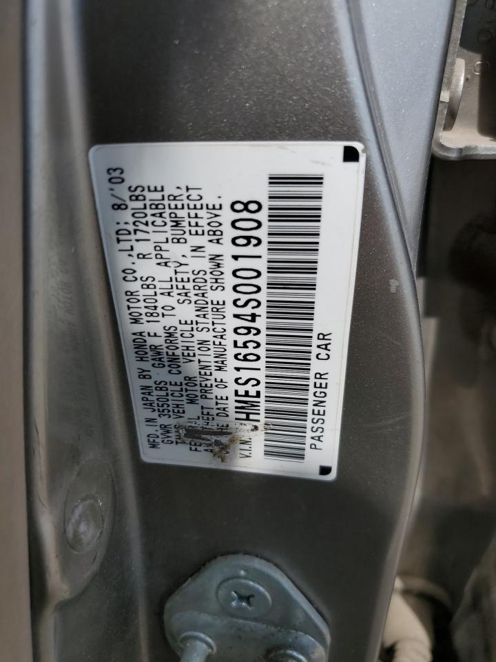 2004 Honda Civic Lx VIN: JHMES16594S001908 Lot: 64568394