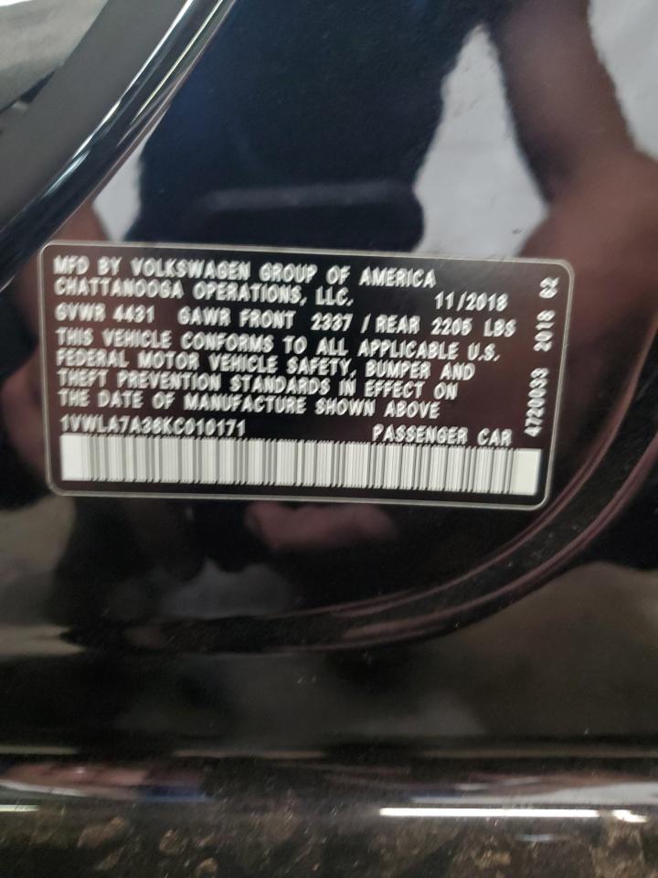 2019 Volkswagen Passat Wolfsburg VIN: 1VWLA7A36KC010171 Lot: 62465784