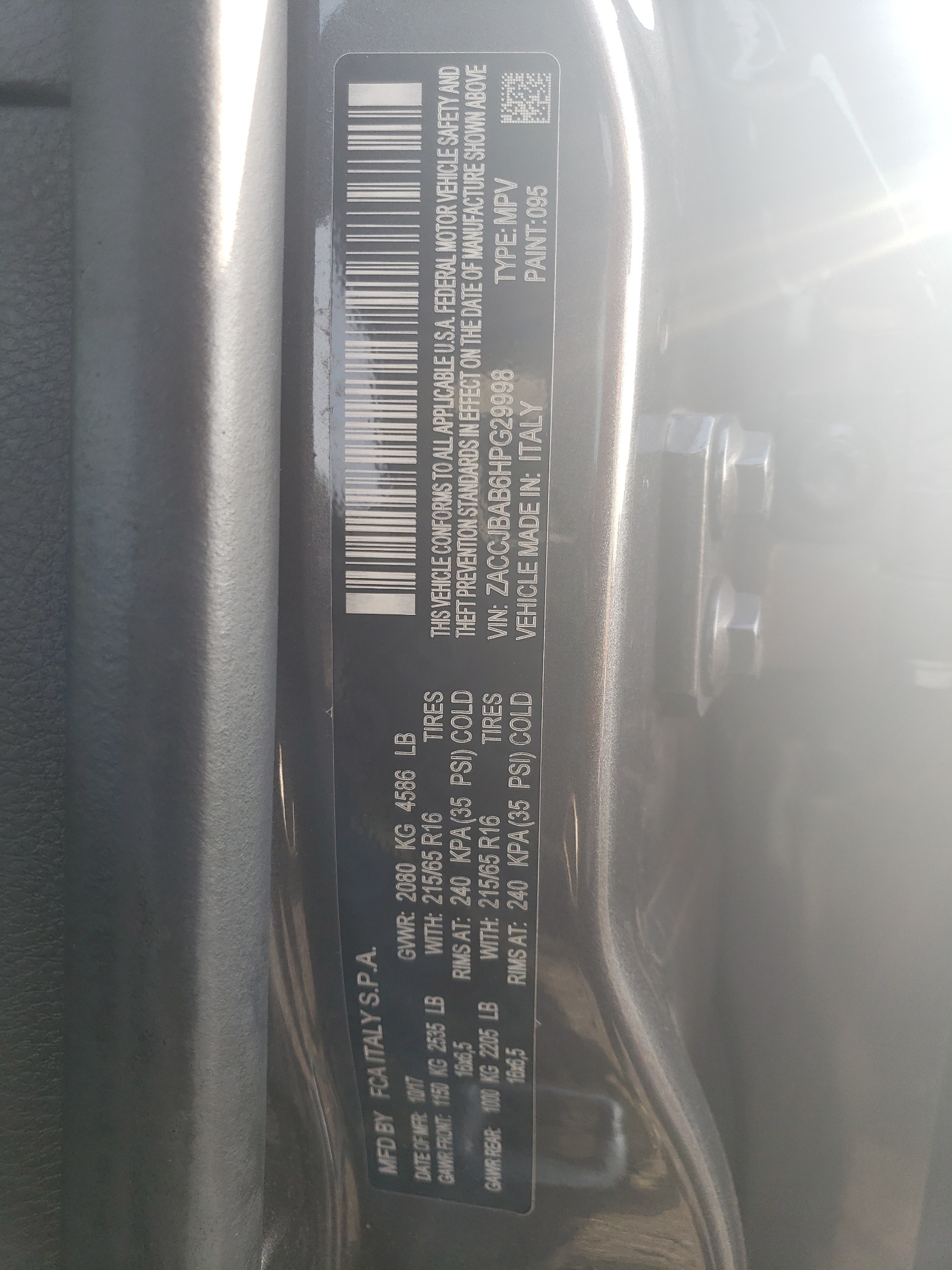 ZACCJBAB6HPG29998 2017 Jeep Renegade Sport