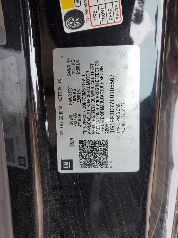 2020 Chevrolet Camaro Lz VIN: 1G1FF3D77L0105567 Lot: 64254874