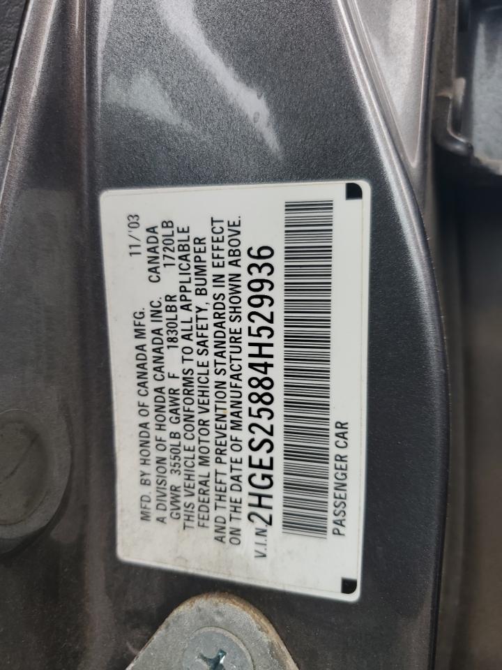 2004 Honda Civic Ex VIN: 2HGES25884H529936 Lot: 64716754