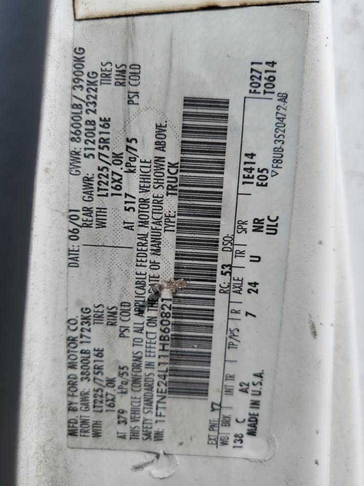 2001 Ford Econoline E250 Van VIN: 1FTNE24L11HB60821 Lot: 63027654