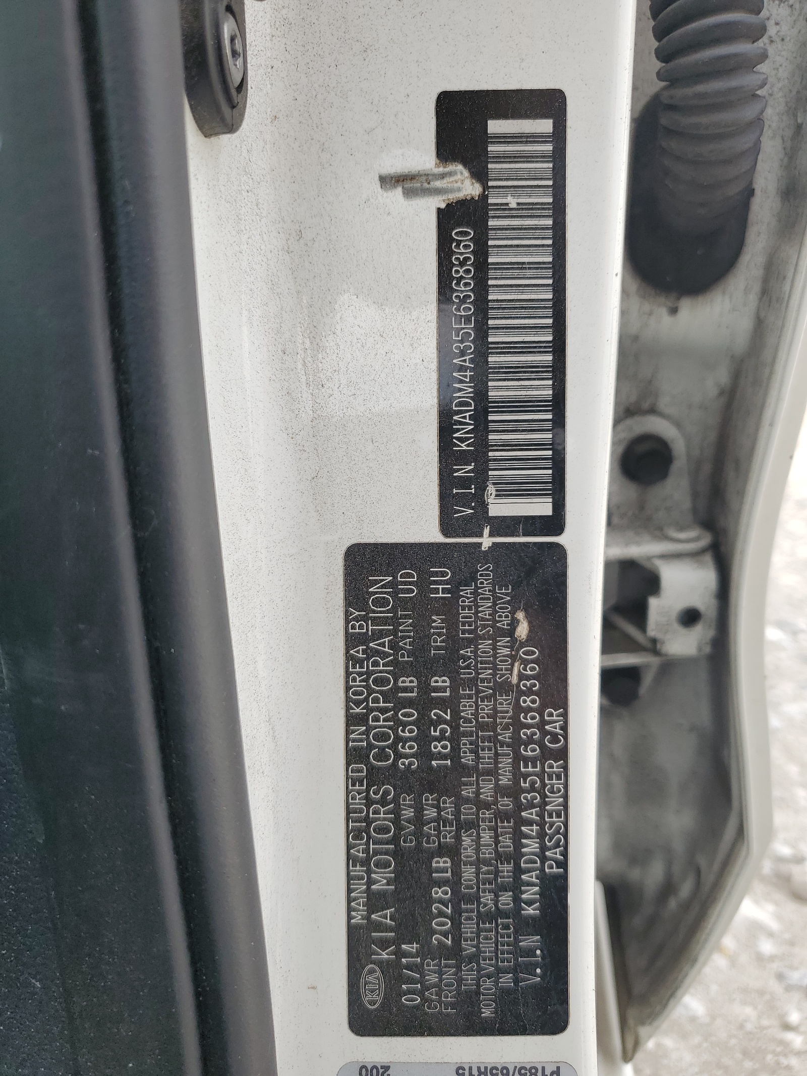 KNADM4A35E6368360 2014 Kia Rio Lx