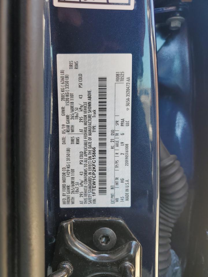 2019 Ford F150 Supercrew VIN: 1FTEW1CP2KFC15866 Lot: 63430364