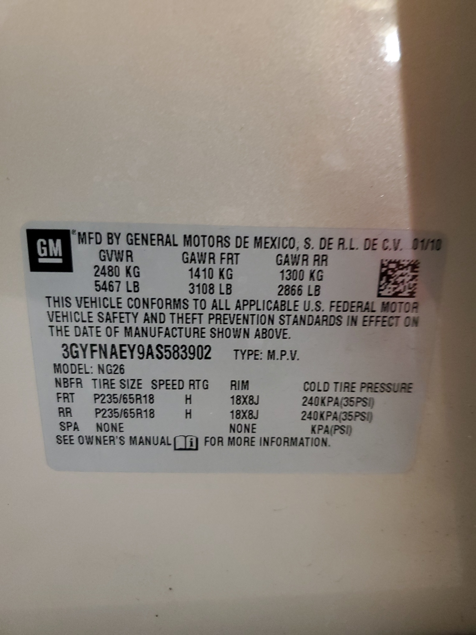 3GYFNAEY9AS583902 2010 Cadillac Srx Luxury Collection