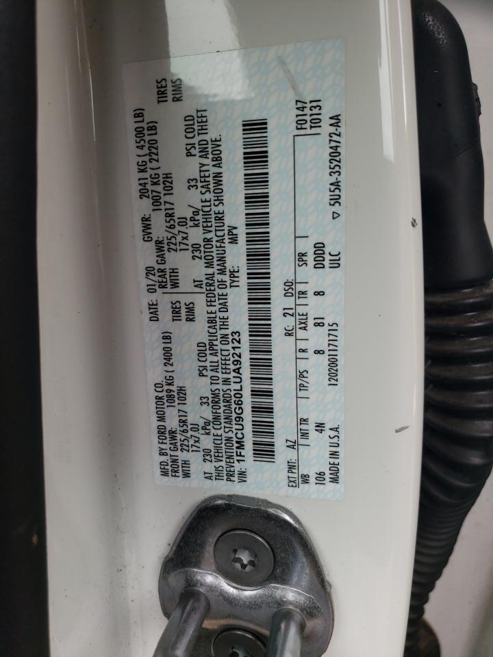 2020 Ford Escape Se VIN: 1FMCU9G60LUA92123 Lot: 61408624