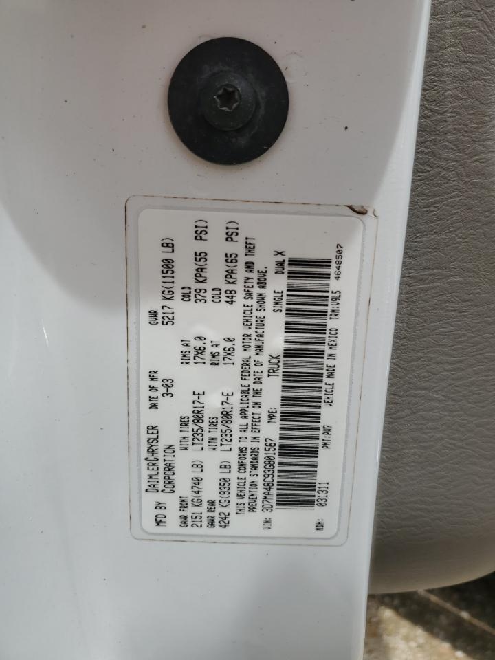 2003 Dodge Ram 3500 St VIN: 3D7MA48C93G801567 Lot: 60894324