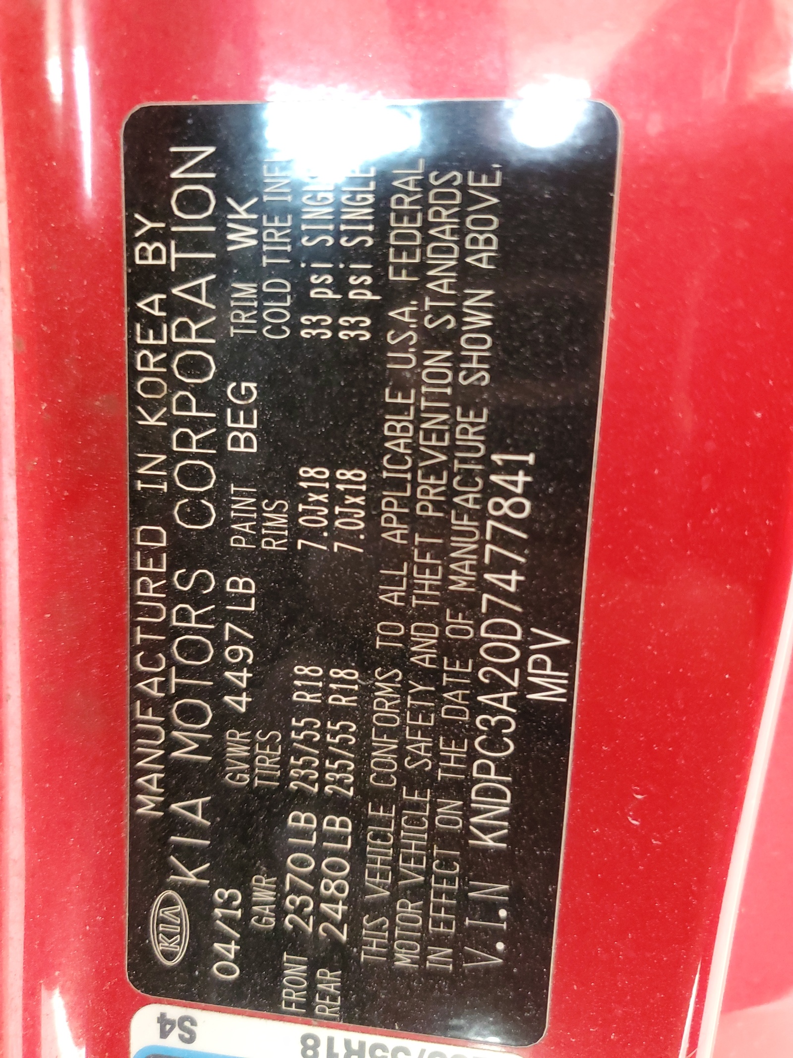 KNDPC3A20D7477841 2013 Kia Sportage Ex