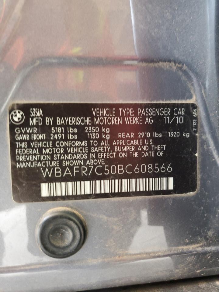2011 BMW 535 I VIN: WBAFR7C50BC608566 Lot: 64204764