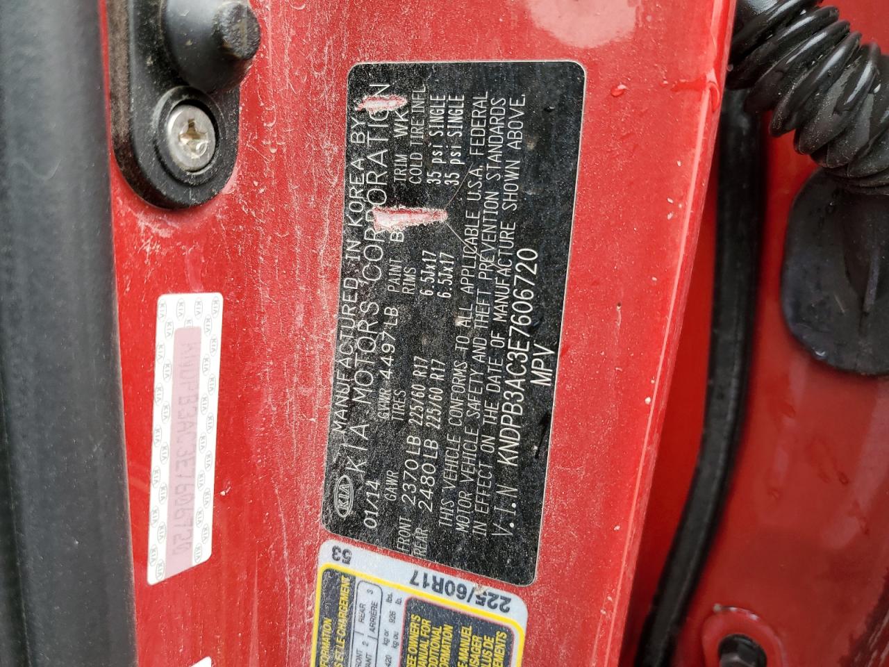 2014 Kia Sportage Base VIN: KNDPB3AC3E7606720 Lot: 62841104