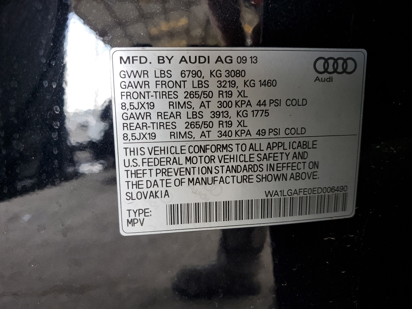 WA1LGAFE0ED006490 2014 Audi Q7 Premium Plus