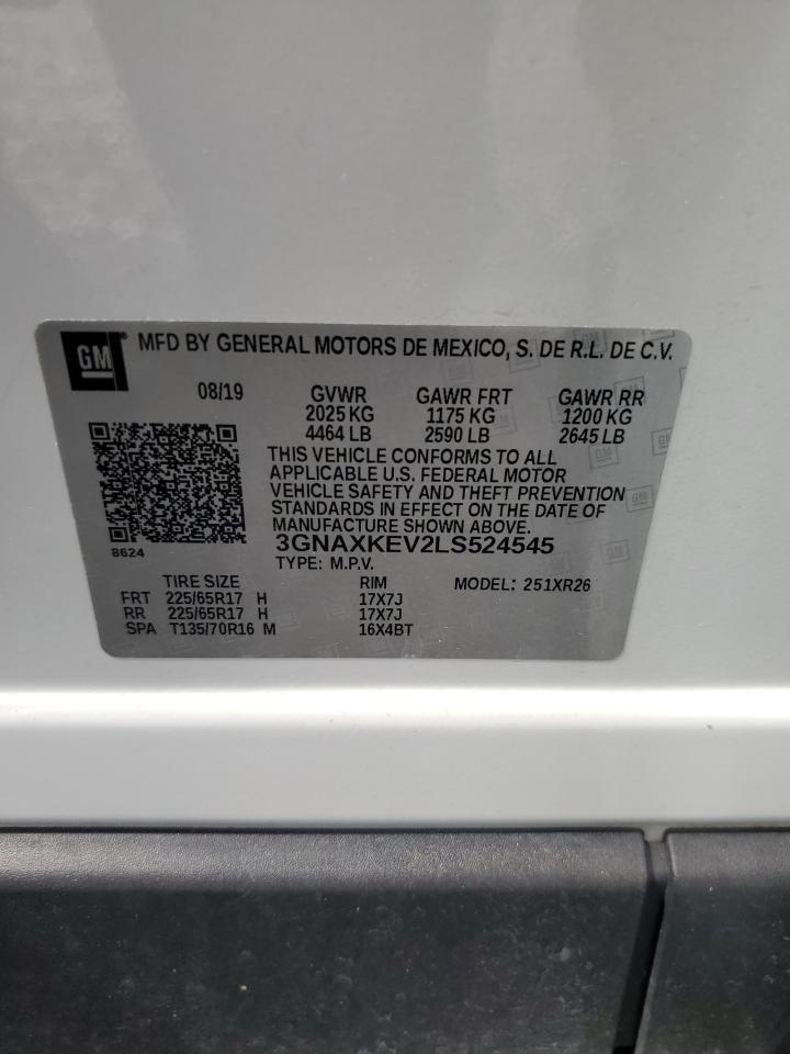 2020 Chevrolet Equinox Lt VIN: 3GNAXKEV2LS524545 Lot: 64029304
