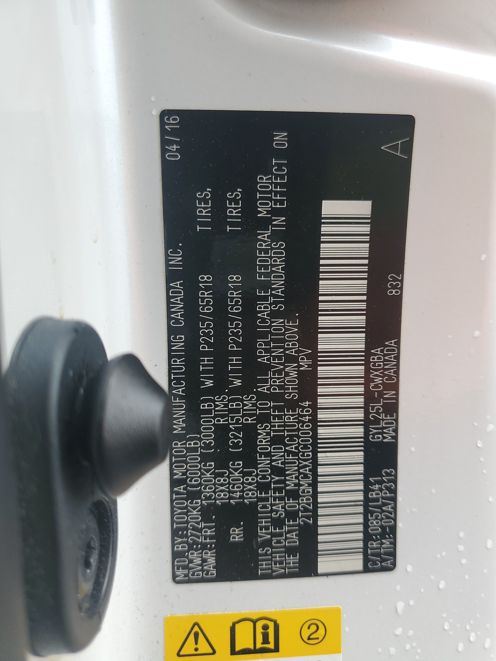 2T2BGMCAXGC006464 2016 Lexus Rx 450H Base