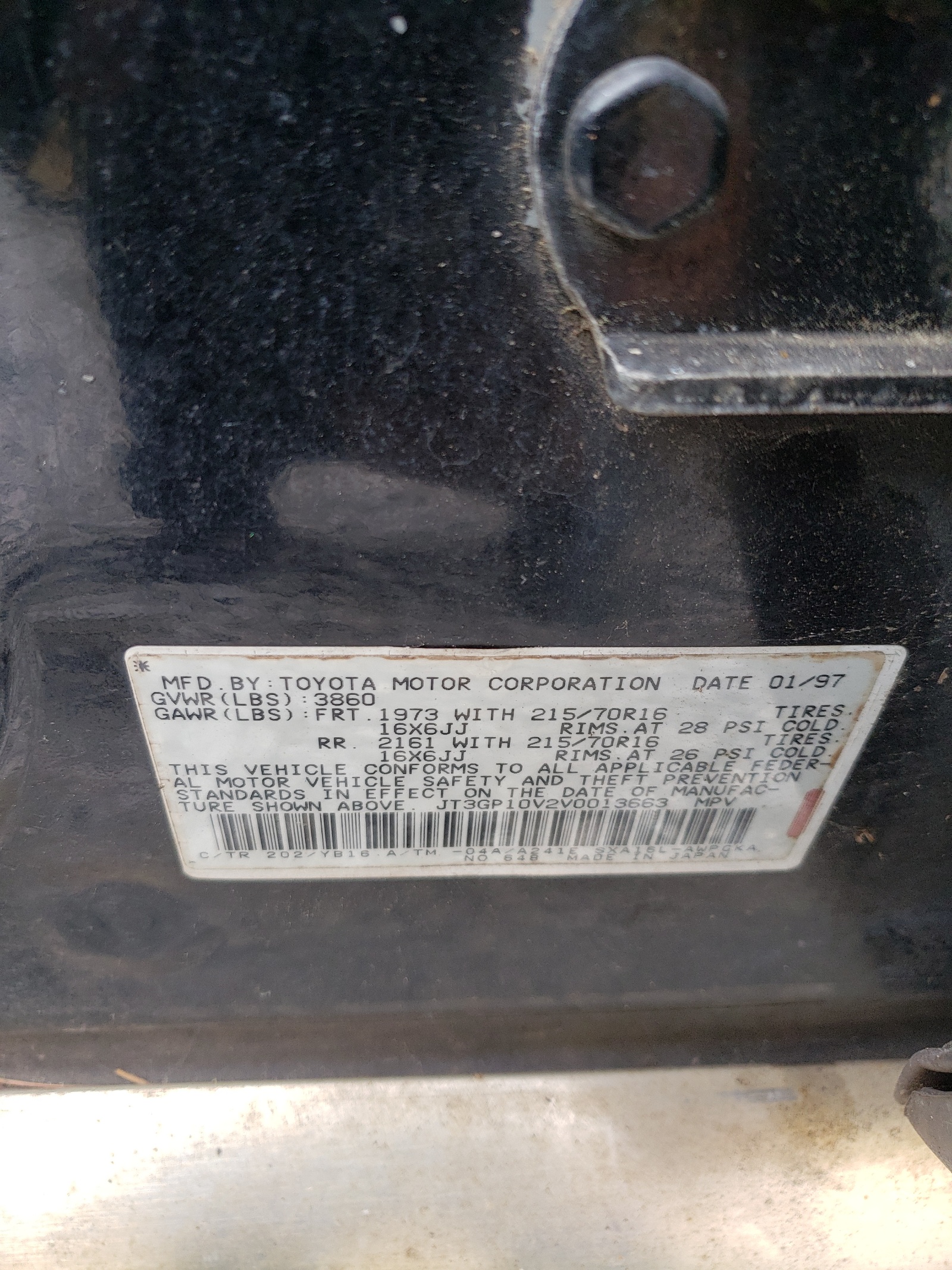 JT3GP10V2V0013663 1997 Toyota Rav4