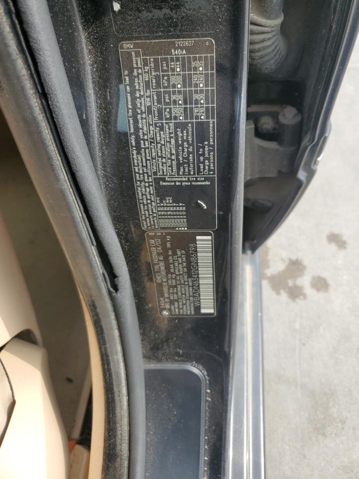 2002 BMW 540 I Automatic VIN: WBADN63412GN86798 Lot: 64705164