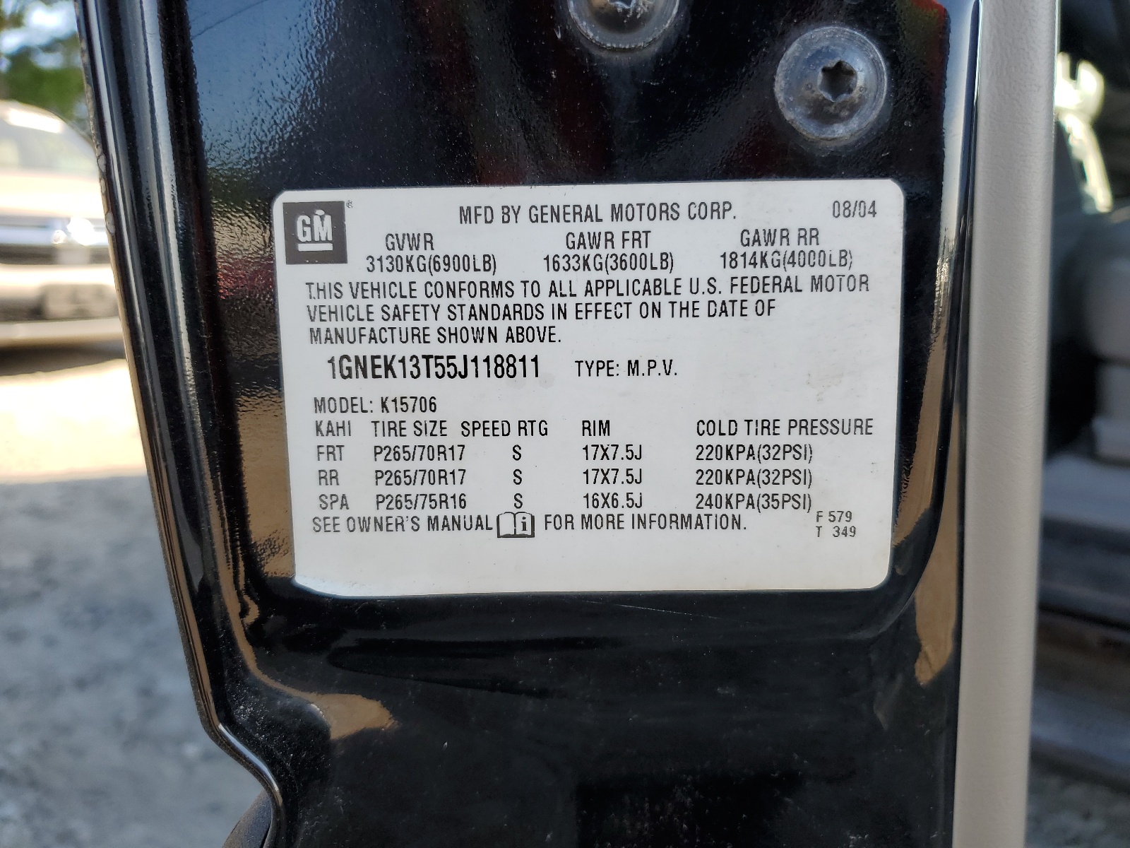 1GNEK13T55J118811 2005 Chevrolet Tahoe K1500