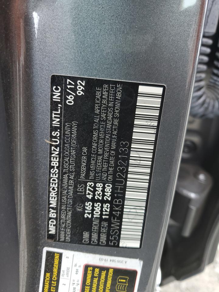 2017 Mercedes-Benz C 300 4Matic VIN: 55SWF4KB1HU232133 Lot: 65404374