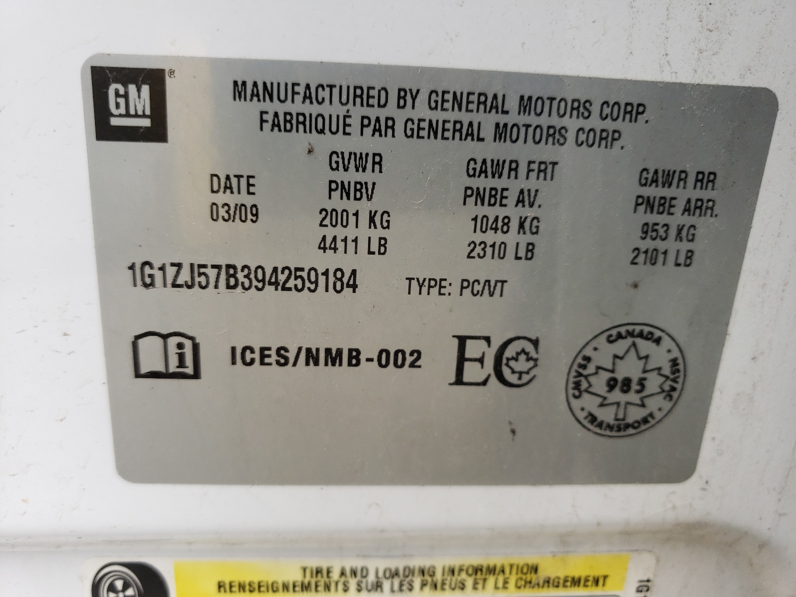 1G1ZJ57B394259184 2009 Chevrolet Malibu 2Lt