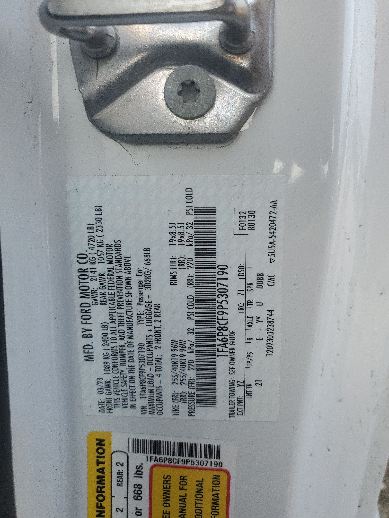 1FA6P8CF9P5307190 2023 Ford Mustang Gt