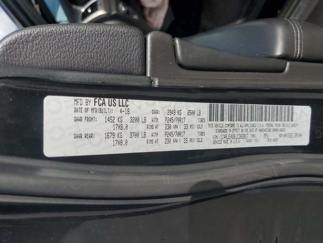 2018 Jeep Grand Cherokee Laredo VIN: 1C4RJEAG9JC382817 Lot: 63351354