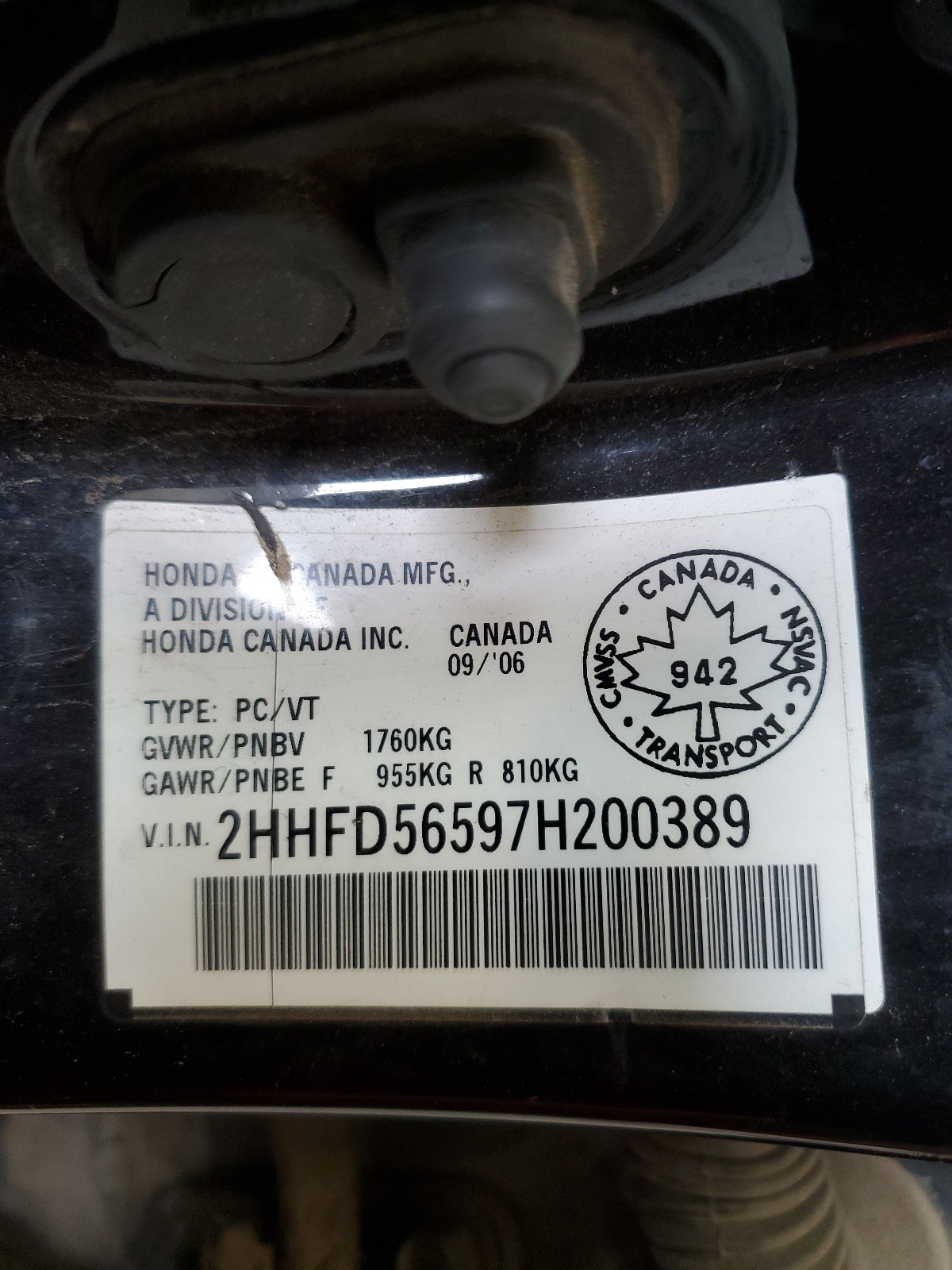 2HHFD56597H200389 2007 Acura Csx