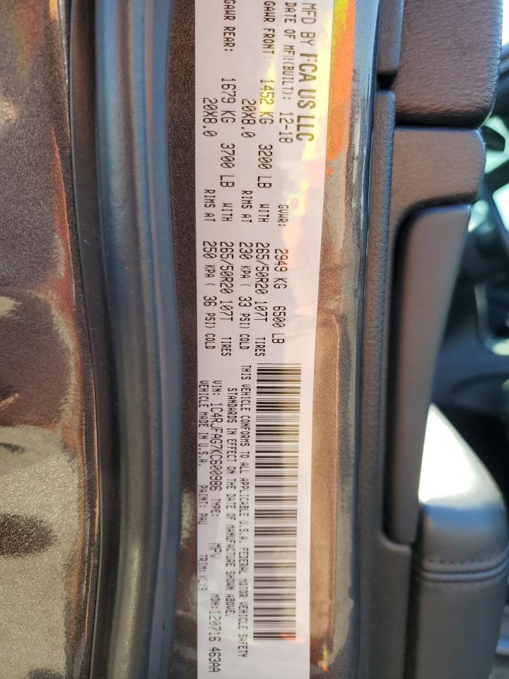 2019 Jeep Grand Cherokee Laredo VIN: 1C4RJFAG7KC600986 Lot: 61868864