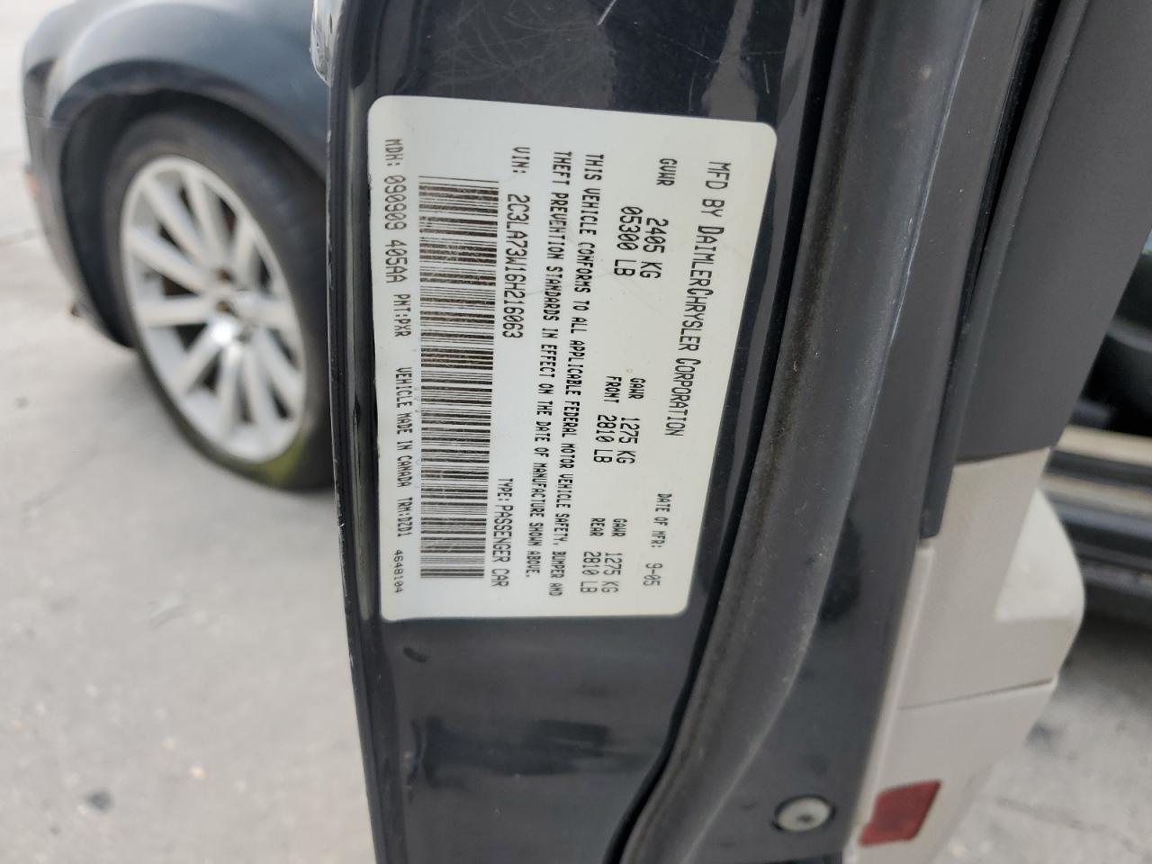 2006 Chrysler 300C Srt-8 VIN: 2C3LA73W16H216063 Lot: 64855454