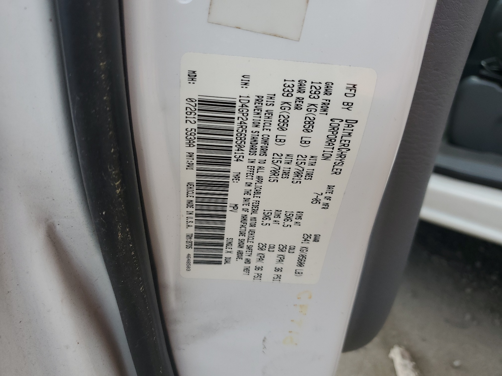 1D4GP24R56B504154 2006 Dodge Grand Caravan Se