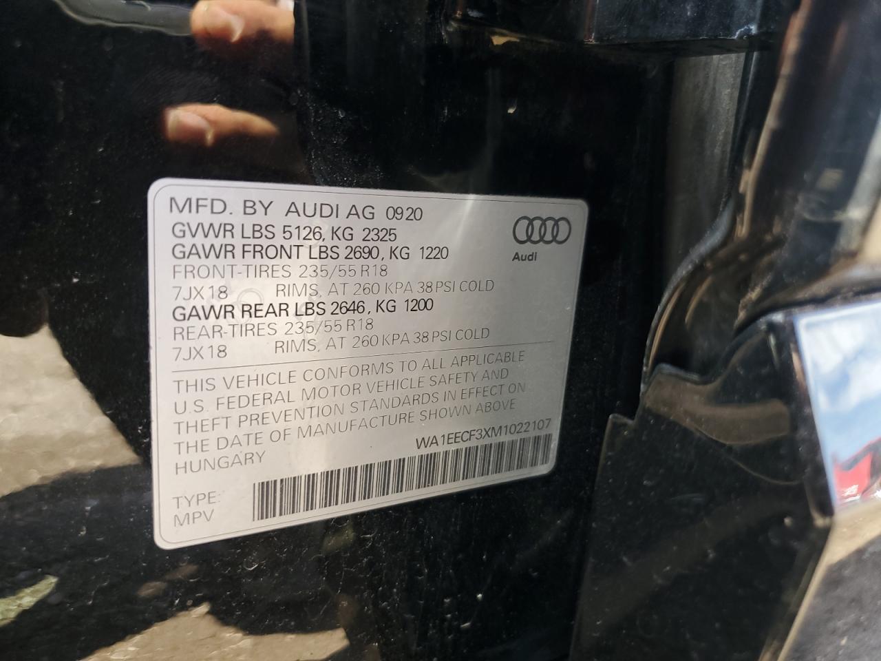 2021 Audi Q3 Premium Plus S Line 45 VIN: WA1EECF3XM1022107 Lot: 61748604