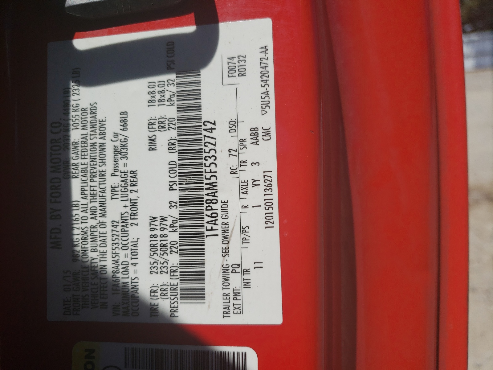 1FA6P8AM5F5352742 2015 Ford Mustang