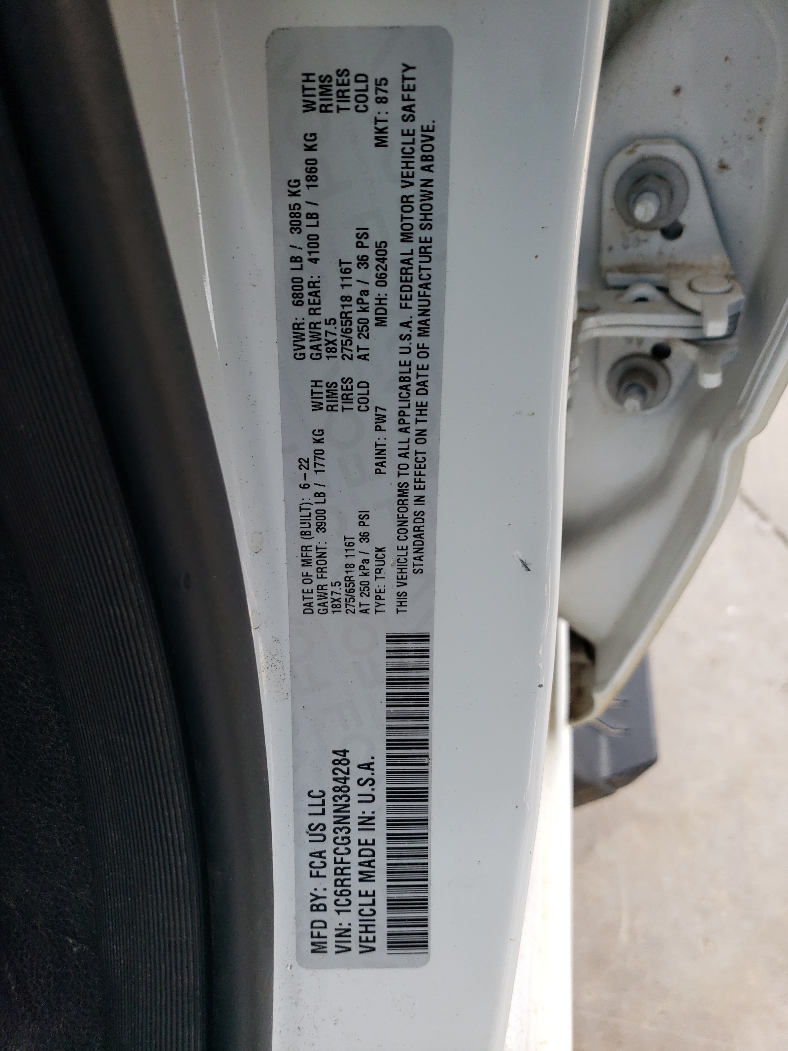 1C6RRFCG3NN384284 2022 Ram 1500 Tradesman