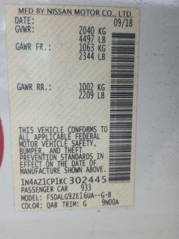 1N4AZ1CP1KC302445 2019 Nissan Leaf S