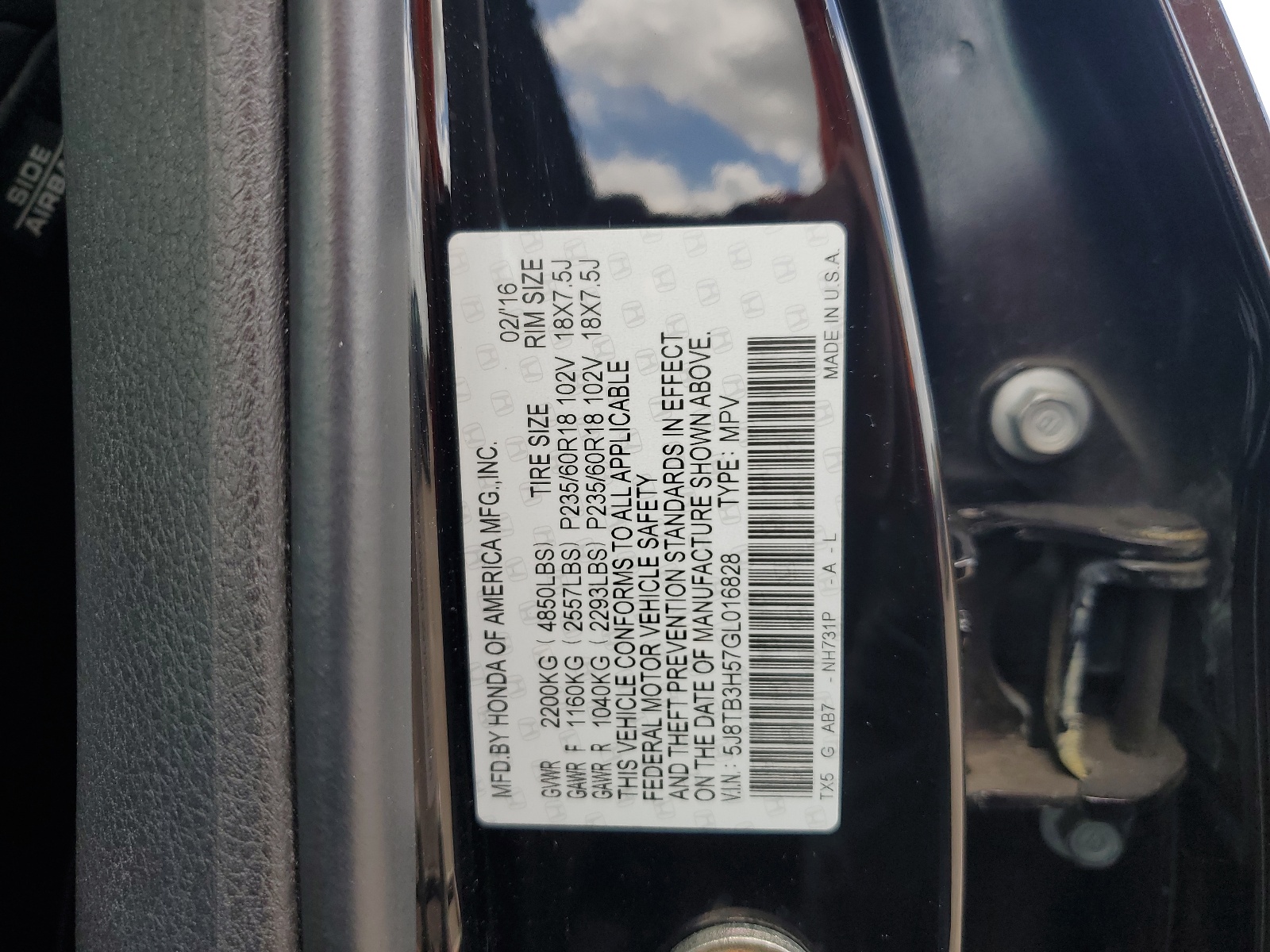 5J8TB3H57GL016828 2016 Acura Rdx Technology