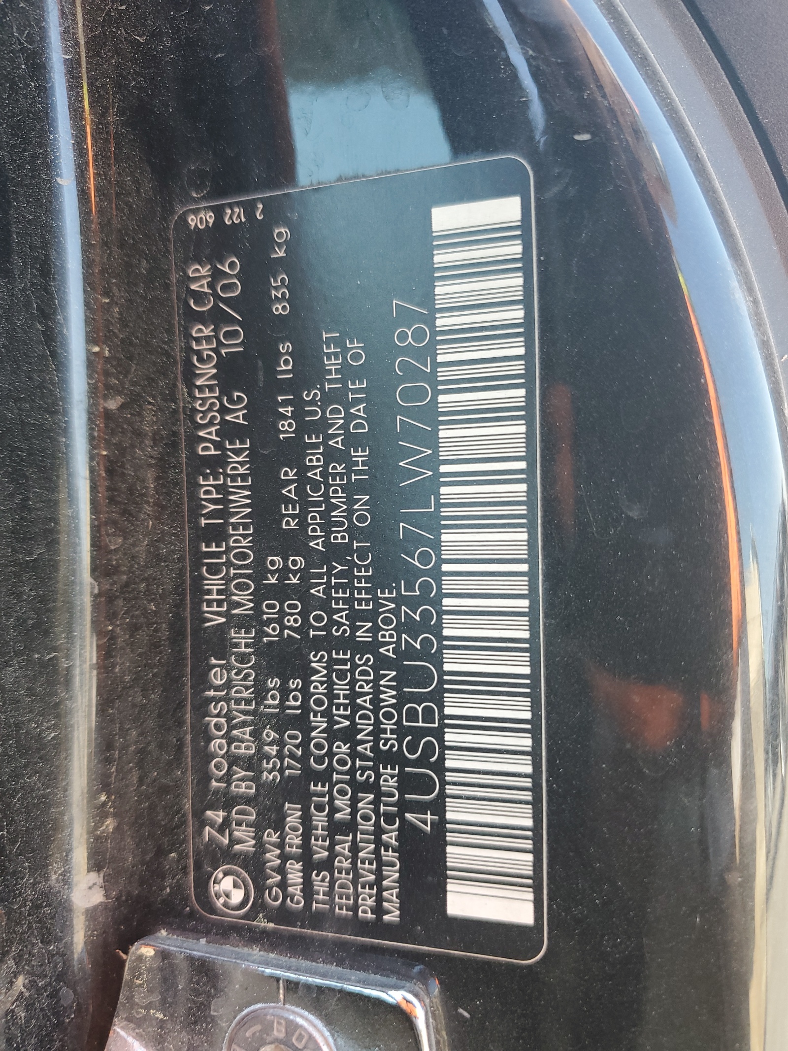 4USBU33567LW70287 2007 BMW Z4 3.0