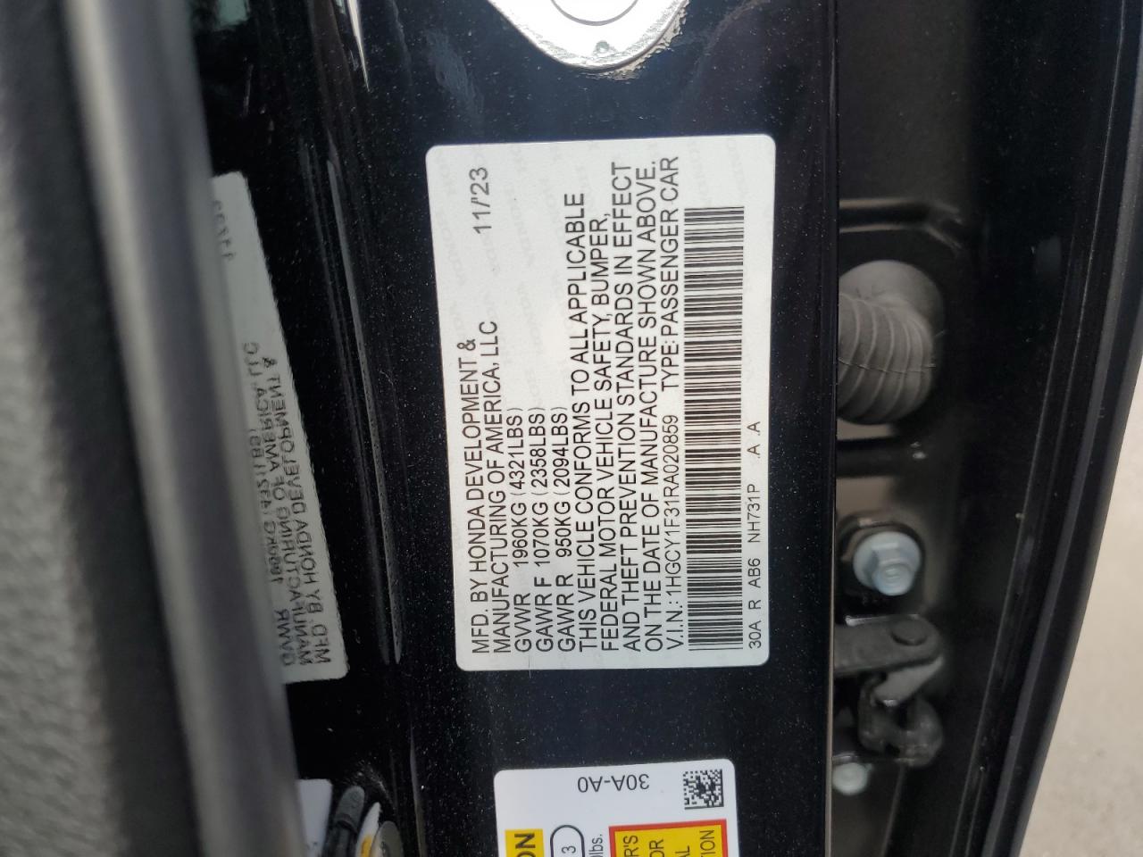 1HGCY1F31RA020859 2024 Honda Accord Ex