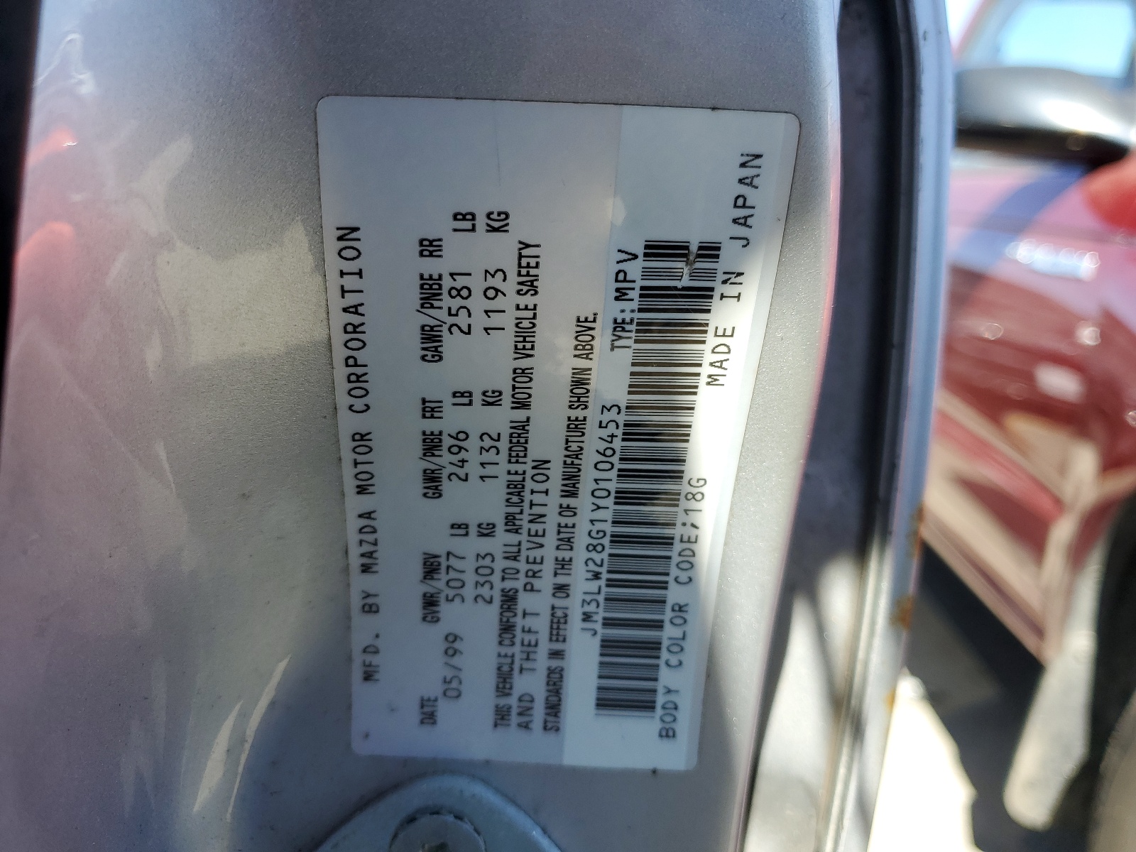 JM3LW28G1Y0106453 2000 Mazda Mpv Wagon