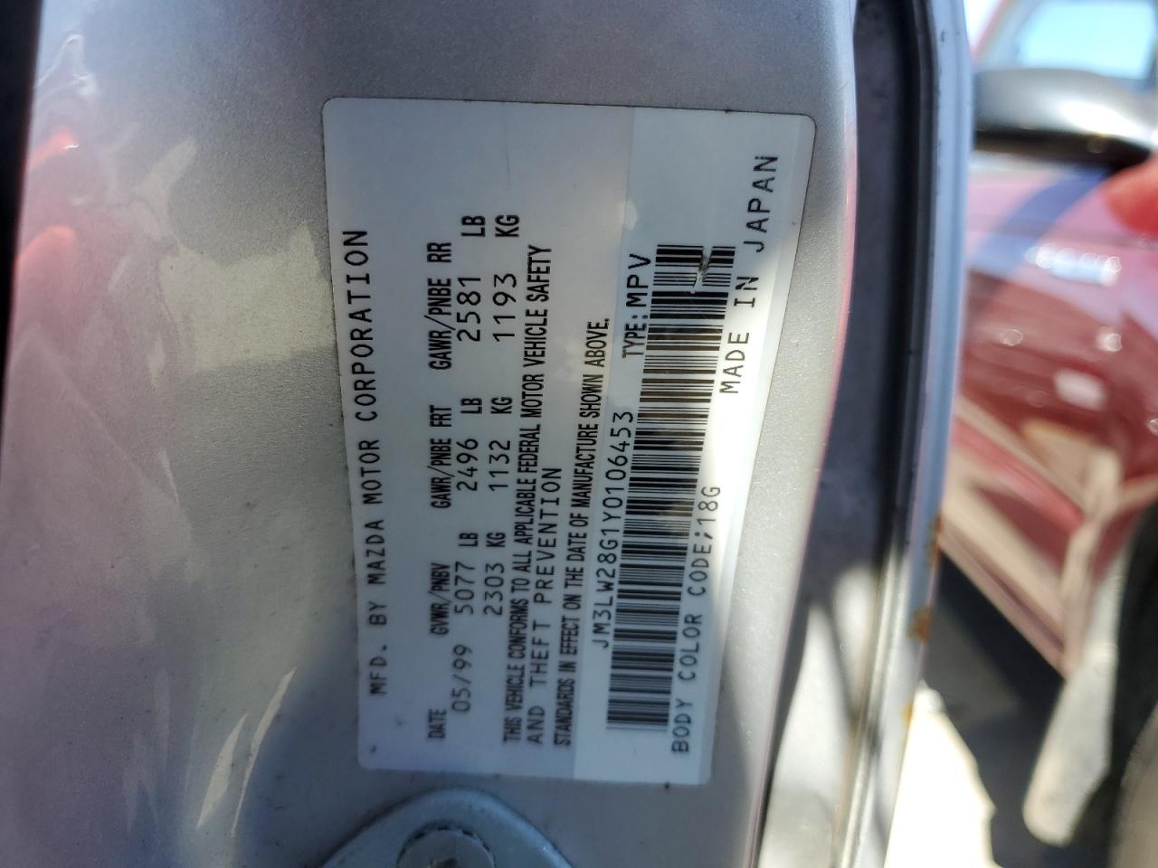 2000 Mazda Mpv Wagon VIN: JM3LW28G1Y0106453 Lot: 64931664