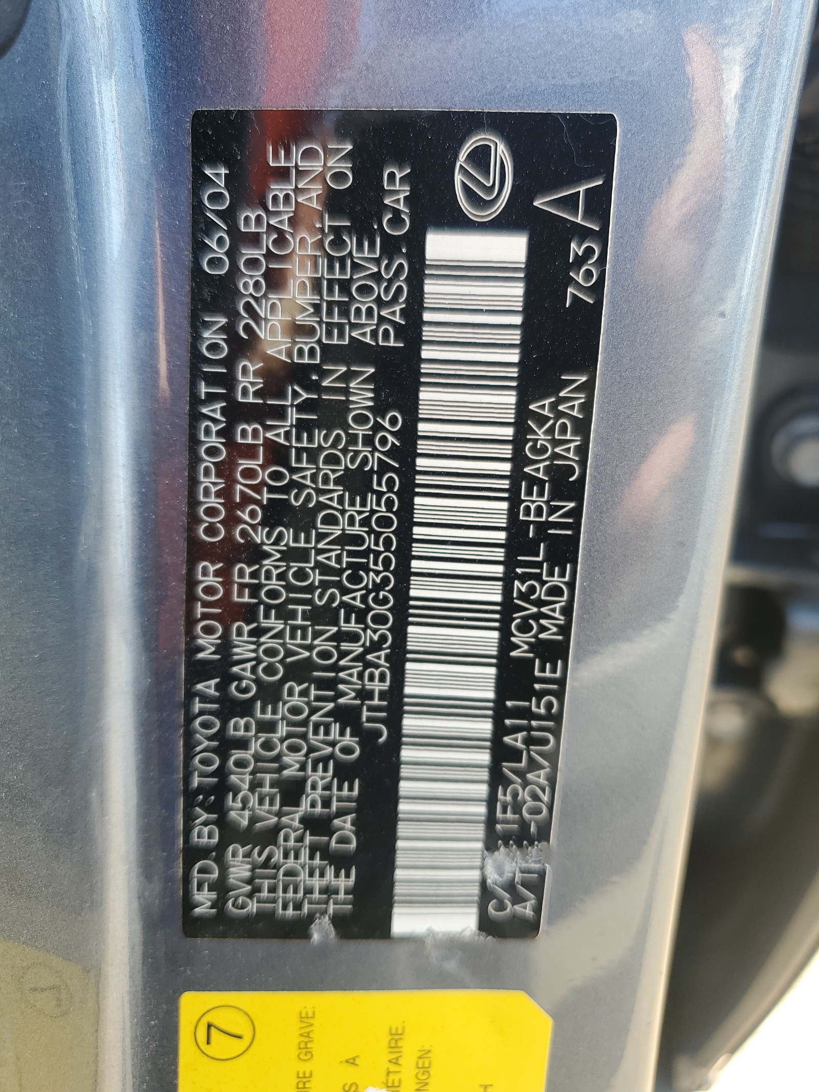 JTHBA30G355055796 2005 Lexus Es 330