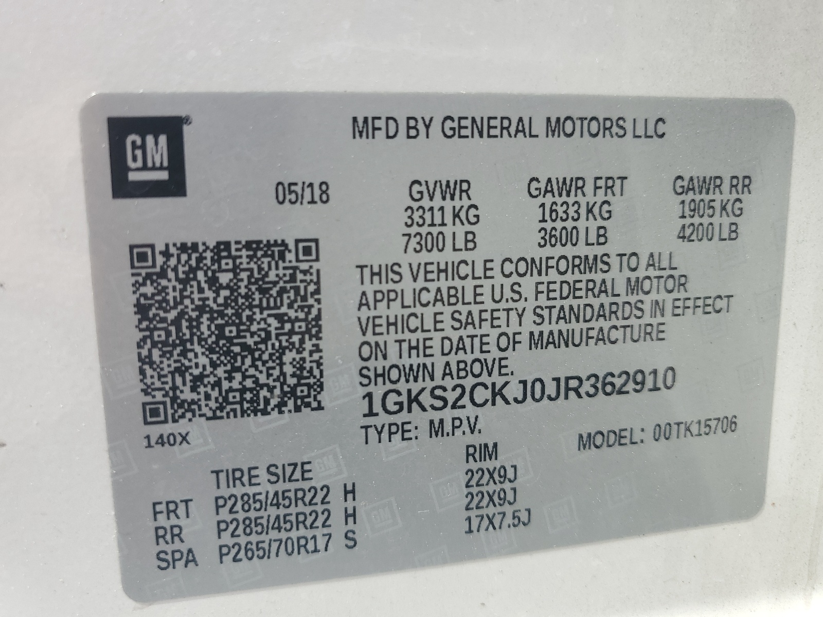 1GKS2CKJ0JR362910 2018 GMC Yukon Denali