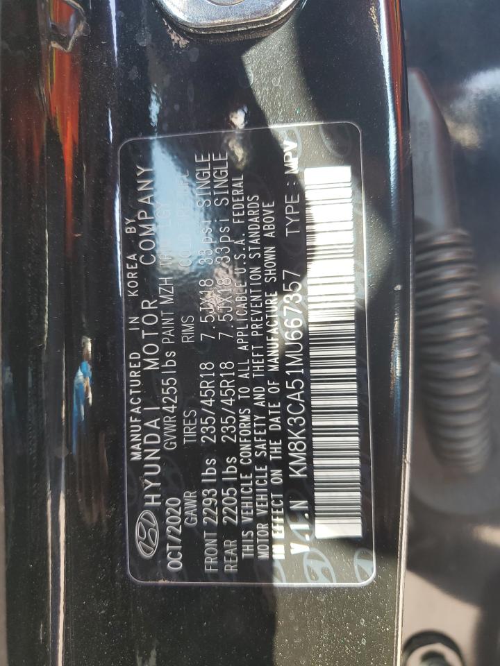 2021 Hyundai Kona Limited VIN: KM8K3CA51MU667357 Lot: 63678264