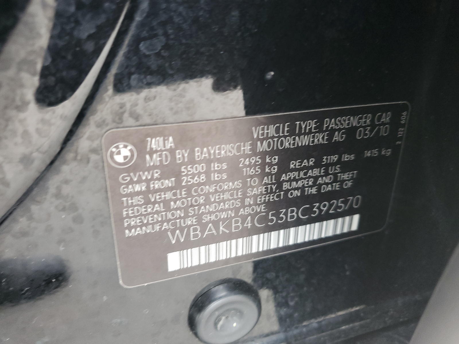 WBAKB4C53BC392570 2011 BMW 740 Li