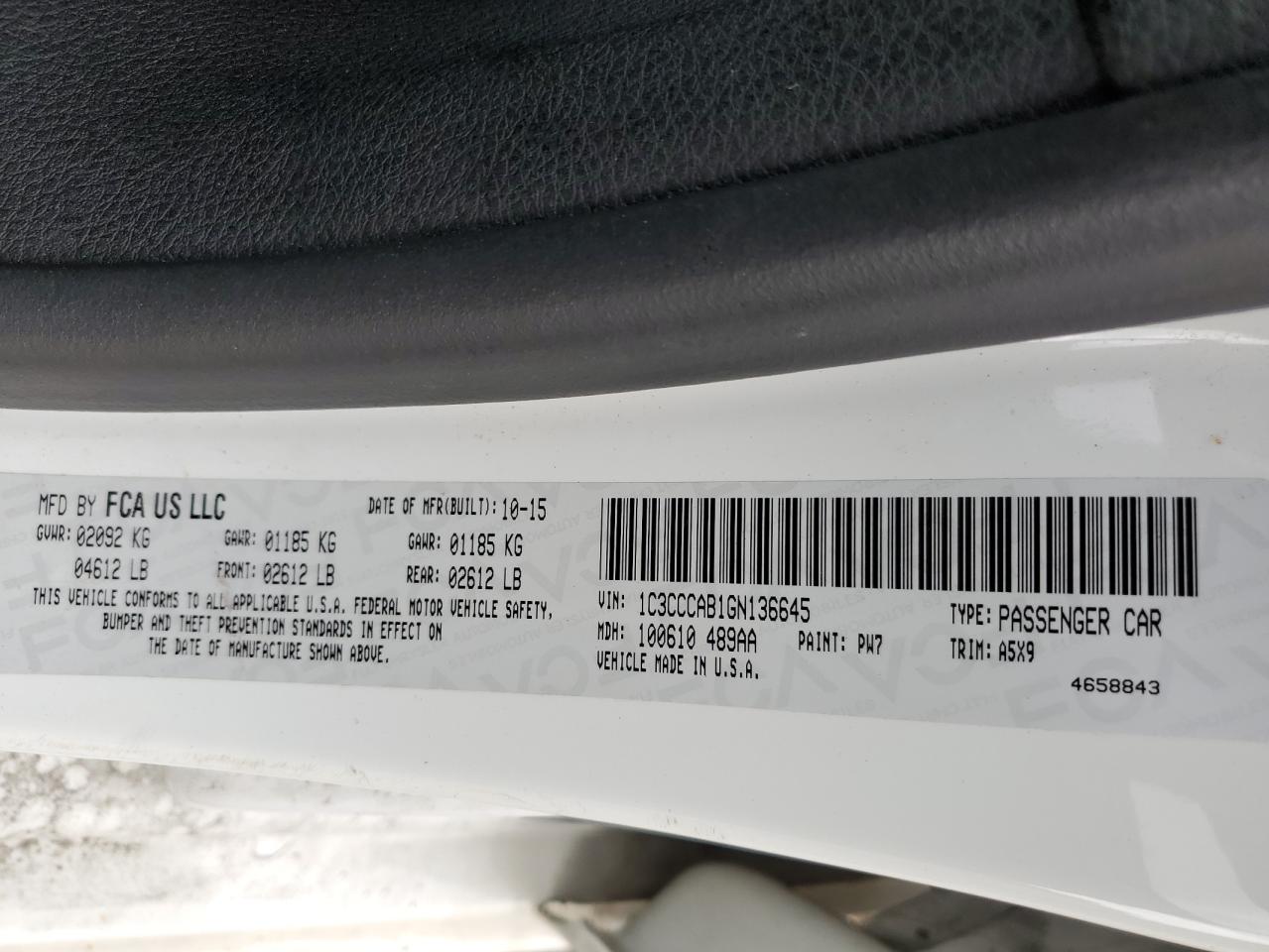 2016 Chrysler 200 Limited VIN: 1C3CCCAB1GN136645 Lot: 64231814