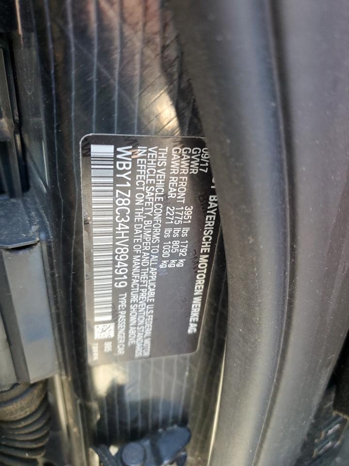 2017 BMW I3 Rex VIN: WBY1Z8C34HV894919 Lot: 61672494