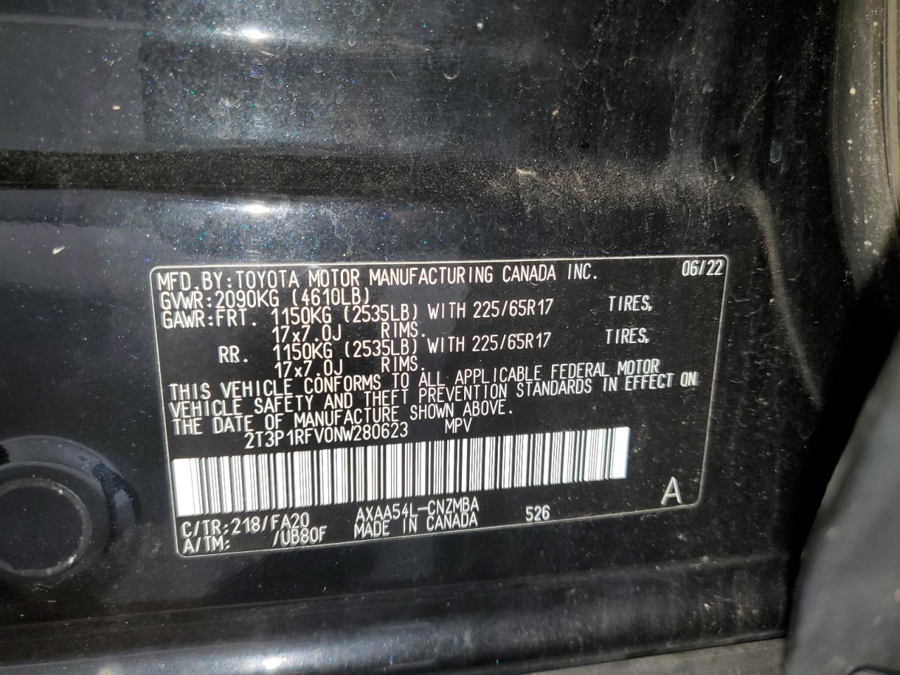 2022 Toyota Rav4 Xle VIN: 2T3P1RFV0NW280623 Lot: 64748414