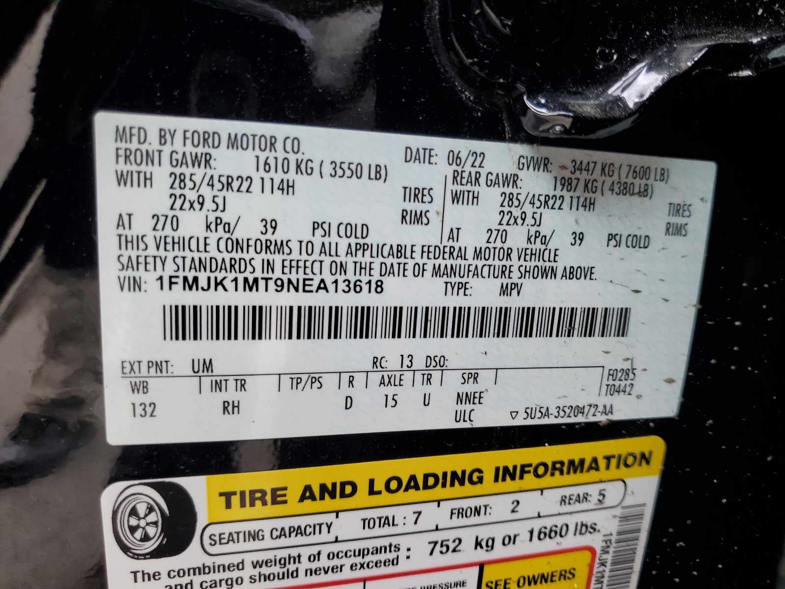 1FMJK1MT9NEA13618 2022 Ford Expedition Max Platinum